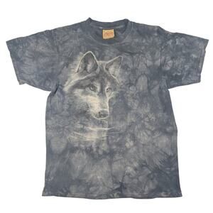 Vintage Wolf Tie-Dye Nature Outdoors Wildlife Big Mountain 90s Shirt Size Medium